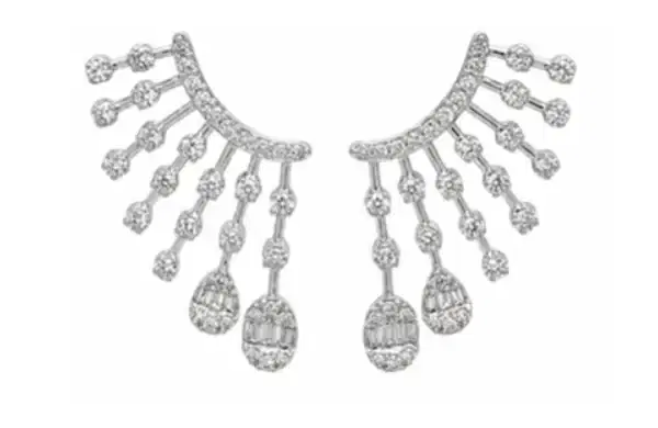 Wish Fine Jewelry 1.20ct Diamond 18K Gold Cluster Climber Earrings