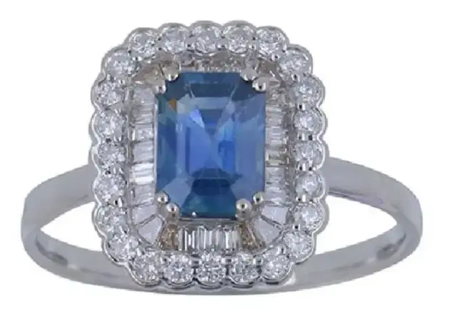 Wish Fine Jewelry 1.25ct Diamond Sapphire 18K Gold Halo Cocktail Ring