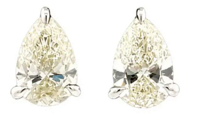 Wish Fine Jewelry 2.00ct Diamond 18K Gold Stud Pear Earrings