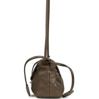 Chanel Chanel Drawstring Clutch Bag with Leather Strap Dark Khaki Lambskin Gold Hardware | Thumbnail 3