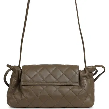 Chanel Chanel Drawstring Clutch Bag with Leather Strap Dark Khaki Lambskin Gold Hardware | Thumbnail 4