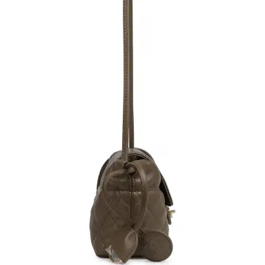 Chanel Chanel Drawstring Clutch Bag with Leather Strap Dark Khaki Lambskin Gold Hardware | Thumbnail 6