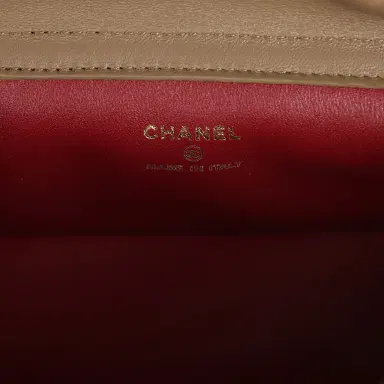 Chanel Chanel Drawstring Clutch Bag with Leather Strap Dark Khaki Lambskin Gold Hardware | Thumbnail 9