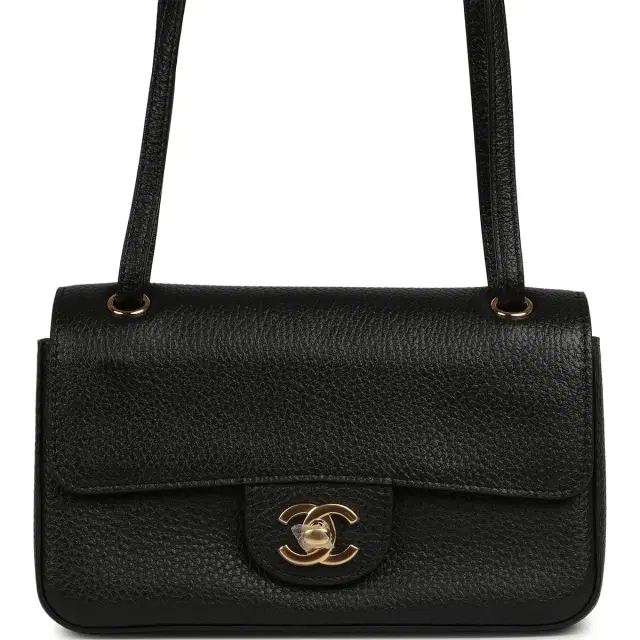 Chanel Chanel Mini "Souplissimo" Flap Bag Black Grained Calfskin Gold Hardware