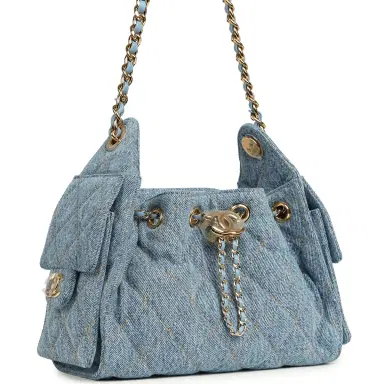 Chanel Chanel Mini 25 Hobo Bag Blue Washed Denim Gold Hardware | Thumbnail 2