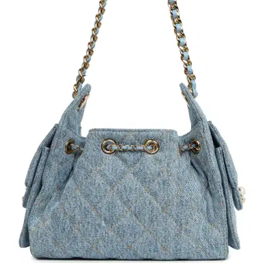 Chanel Chanel Mini 25 Hobo Bag Blue Washed Denim Gold Hardware | Thumbnail 4