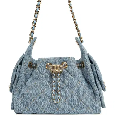 Chanel Chanel Mini 25 Hobo Bag Blue Washed Denim Gold Hardware | Thumbnail 1