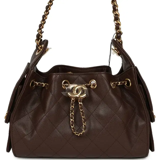 Chanel Chanel Mini 25 Hobo Bag Dark Brown Caviar Gold Hardware