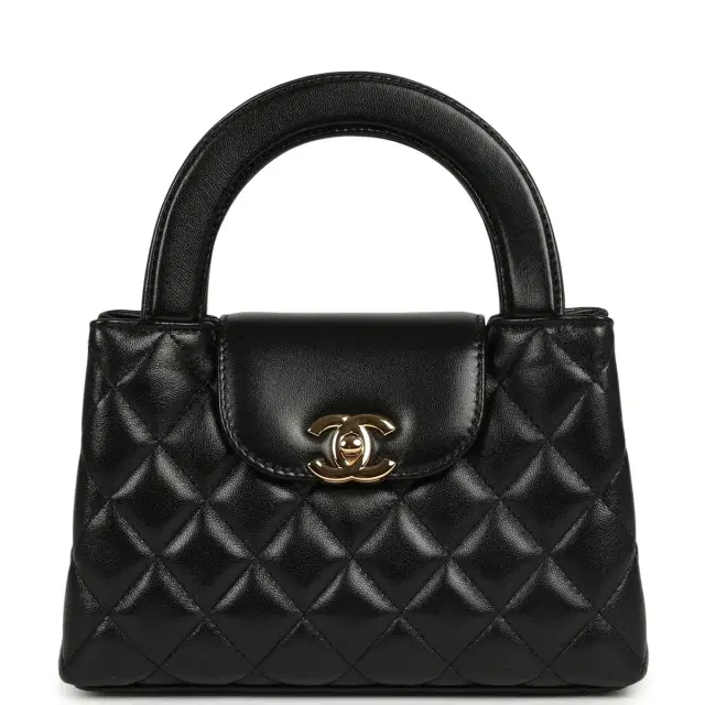 Chanel Chanel Small Kelly Shopper Black Shiny Lambskin Gold Hardware