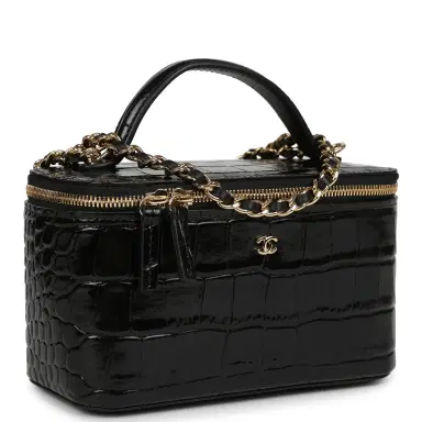 Chanel Chanel Small Top Handle Vanity Case Black Croc Embossed Calfskin Gold Hardware | Thumbnail 2 Chanel Chanel Small Top Handle Vanity Case Black Croc Embossed Calfskin Gold Hardware | Thumbnail 2