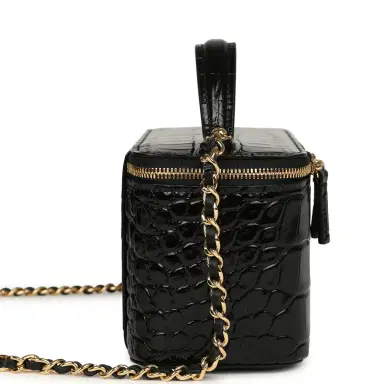 Chanel Chanel Small Top Handle Vanity Case Black Croc Embossed Calfskin Gold Hardware | Thumbnail 3 Chanel Chanel Small Top Handle Vanity Case Black Croc Embossed Calfskin Gold Hardware | Thumbnail 3