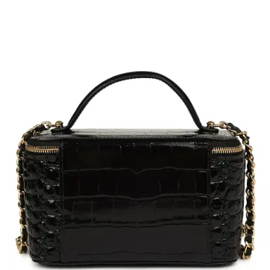 Chanel Chanel Small Top Handle Vanity Case Black Croc Embossed Calfskin Gold Hardware | Thumbnail 4 Chanel Chanel Small Top Handle Vanity Case Black Croc Embossed Calfskin Gold Hardware | Thumbnail 4