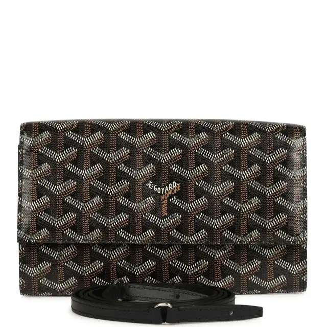 goyard Goyard Goyardine Canvas Black Varenne Continental Wallet Bag Palladium Hardware