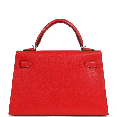 HERMÈS Hermes "Clou De Coeur" Kelly Sellier 20 Rouge De Coeur Chevre Chamkila Palladium Hardware | Thumbnail 3
