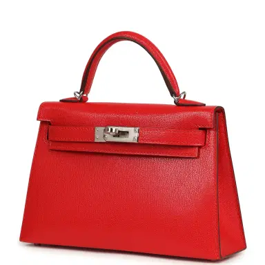 HERMÈS Hermes "Clou De Coeur" Kelly Sellier 20 Rouge De Coeur Chevre Chamkila Palladium Hardware | Thumbnail 5