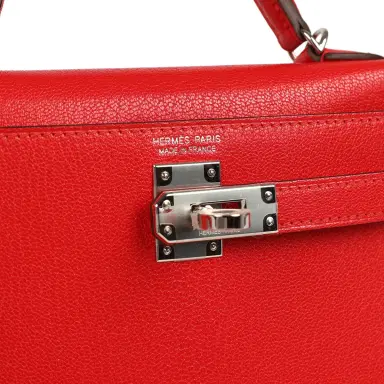 HERMÈS Hermes "Clou De Coeur" Kelly Sellier 20 Rouge De Coeur Chevre Chamkila Palladium Hardware | Thumbnail 7