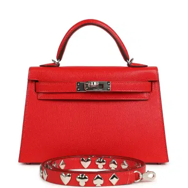 HERMÈS Hermes "Clou De Coeur" Kelly Sellier 20 Rouge De Coeur Chevre Chamkila Palladium Hardware | Thumbnail 1