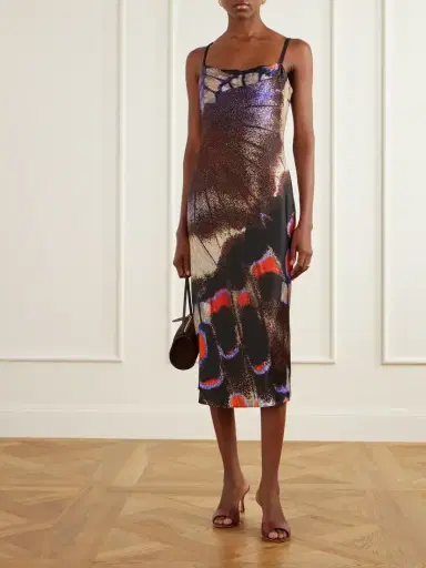 Staud Evangeline Printed Silk-blend Satin Midi Dress | Thumbnail 2