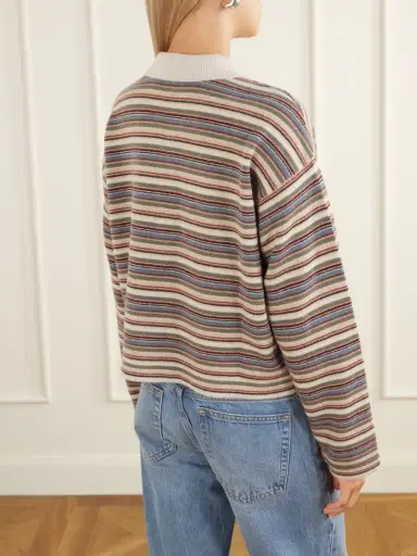 Frame Striped Wool And Cashmere-blend Polo Sweater | Thumbnail 3 Frame Striped Wool And Cashmere-blend Polo Sweater | Thumbnail 3