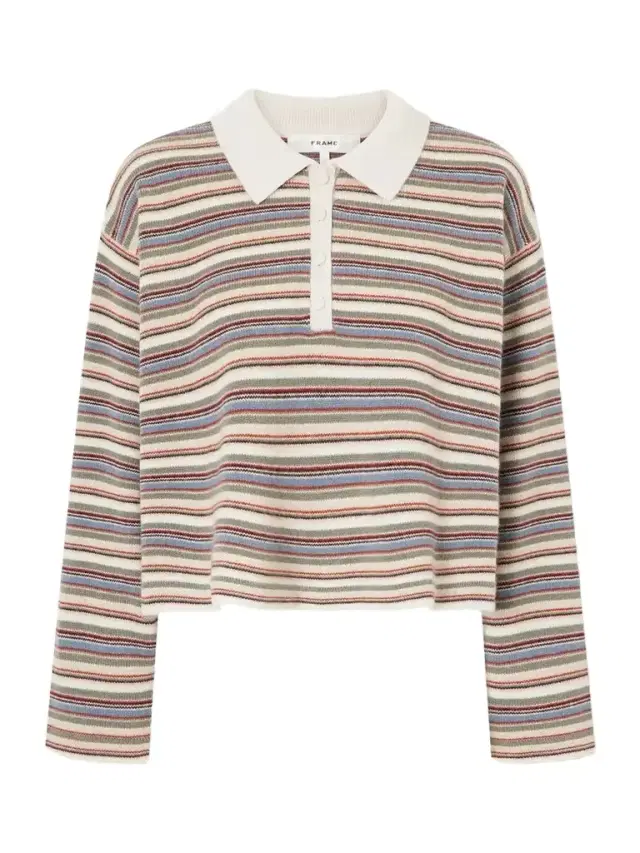 Frame Striped Wool And Cashmere-blend Polo Sweater