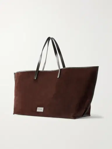 Staud Christos Large Leather-trimmed Suede Tote Bag | Thumbnail 4