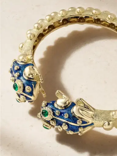 DAVID WEBB Baby Frog 18-karat Gold, Emerald And Enamel Bangle | Thumbnail 4 DAVID WEBB Baby Frog 18-karat Gold, Emerald And Enamel Bangle | Thumbnail 4