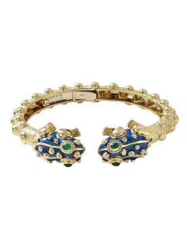 DAVID WEBB Baby Frog 18-karat Gold, Emerald And Enamel Bangle | Thumbnail 1 DAVID WEBB Baby Frog 18-karat Gold, Emerald And Enamel Bangle | Thumbnail 1