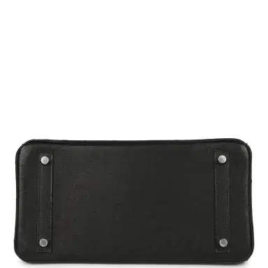 HERMÈS Hermes Birkin 30 Black Ostrich Palladium Hardware | Thumbnail 6