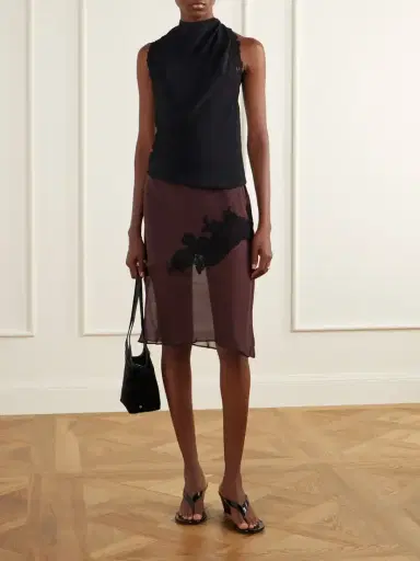 SIR. Tie-detailed Lace-trimmed Satin Top | Thumbnail 2 SIR. Tie-detailed Lace-trimmed Satin Top | Thumbnail 2