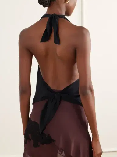 SIR. Tie-detailed Lace-trimmed Satin Top | Thumbnail 4 SIR. Tie-detailed Lace-trimmed Satin Top | Thumbnail 4