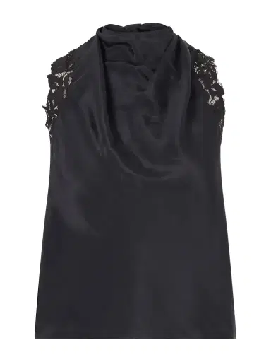 SIR. Tie-detailed Lace-trimmed Satin Top | Thumbnail 1 SIR. Tie-detailed Lace-trimmed Satin Top | Thumbnail 1