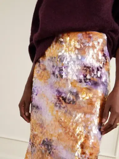 Staud Lark Sequin-embellished Feather-trimmed Mesh Midi Skirt | Thumbnail 5