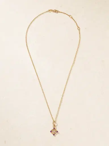 Foundrae Resilience Blossoms 18-karat Gold, Amethyst And Diamond Pendant Necklace | Thumbnail 4