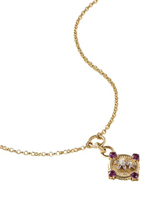 Foundrae Resilience Blossoms 18-karat Gold, Amethyst And Diamond Pendant Necklace