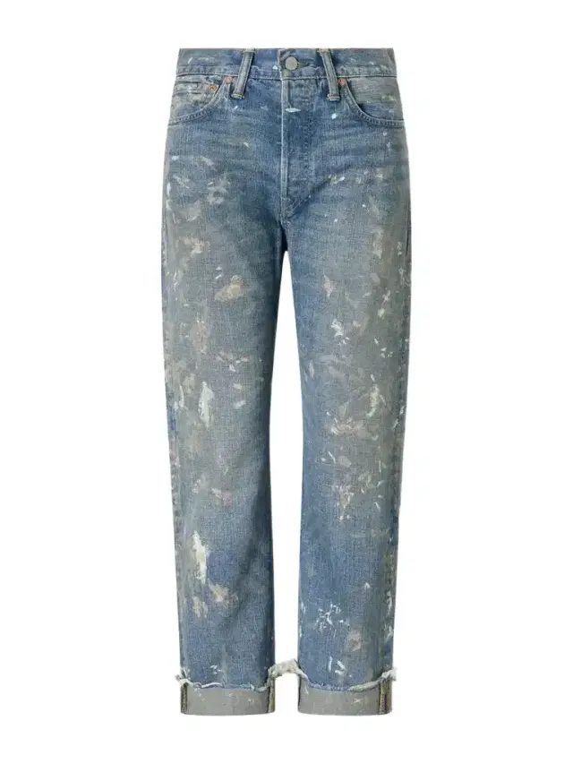 RRL Paint-splattered Boyfriend Jeans