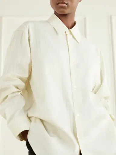 Studio Nicholson View Striped Cotton And Silk-blend Shirt | Thumbnail 4