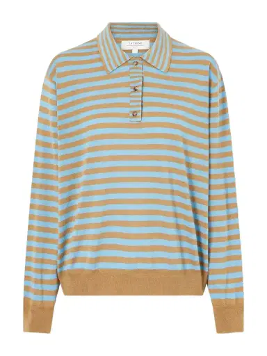 La Ligne Ben Striped Silk, Wool And Cashmere-blend Polo Sweater | Thumbnail 1