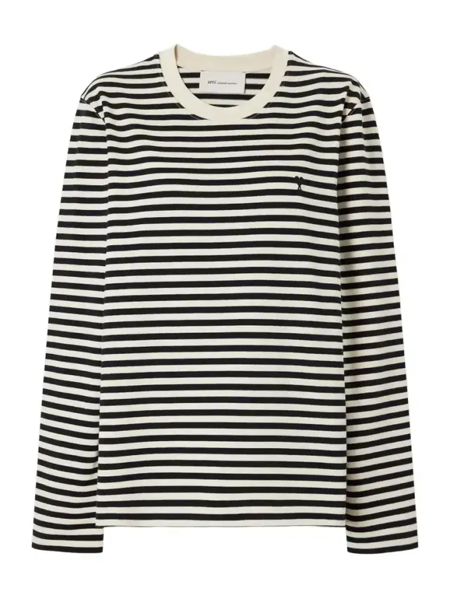 AMI PARIS Logo-embroidered Striped Cotton-jersey T-shirt