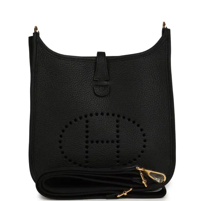 HERMÈS Hermes Evelyne 23 Black Clemence Gold Hardware