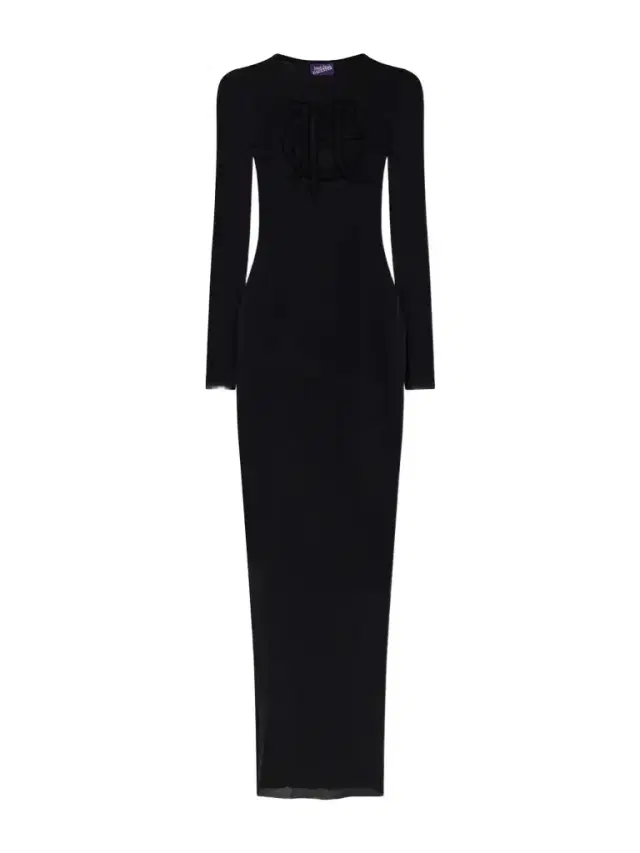 Jean Paul Gaultier Logo Embellished Mesh Maxi Dress