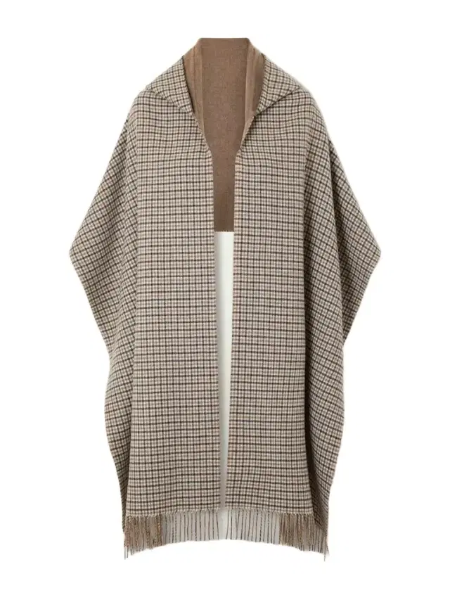 Brunello Cucinelli Hooded Fringed Checked Cashmere Wrap