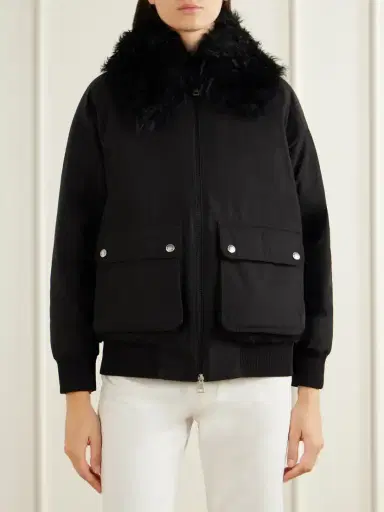 Moncler Rougequeue Shearling-trimmed Waxed Padded Jacket | Thumbnail 3 Moncler Rougequeue Shearling-trimmed Waxed Padded Jacket | Thumbnail 3