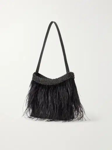Staud Winslow Bead And Feather-embellished Silk Shoulder Bag | Thumbnail 4