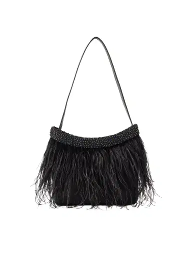 Staud Winslow Bead And Feather-embellished Silk Shoulder Bag | Thumbnail 1