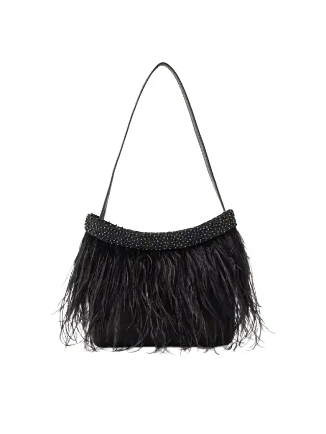 Staud Winslow Bead And Feather-embellished Silk Shoulder Bag