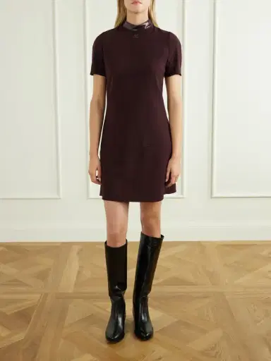 Courrèges Vinyl-trimmed Logo-embroidered Crepe Mini Dress | Thumbnail 3 Courrèges Vinyl-trimmed Logo-embroidered Crepe Mini Dress | Thumbnail 3