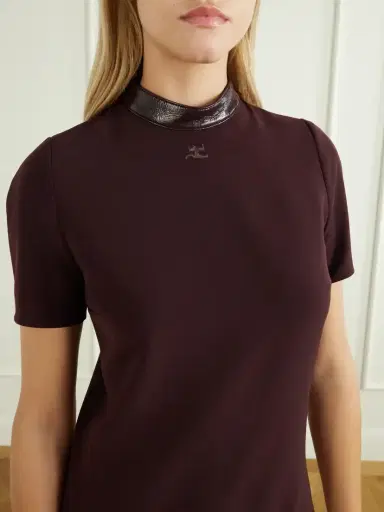Courrèges Vinyl-trimmed Logo-embroidered Crepe Mini Dress | Thumbnail 5 Courrèges Vinyl-trimmed Logo-embroidered Crepe Mini Dress | Thumbnail 5