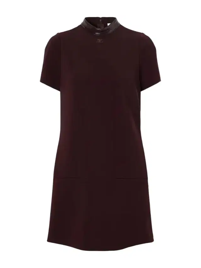 Courrèges Vinyl-trimmed Logo-embroidered Crepe Mini Dress