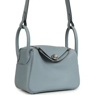 HERMÈS Hermes Mini Lindy II Bleu Lin Swift Palladium Hardware | Thumbnail 2 HERMÈS Hermes Mini Lindy II Bleu Lin Swift Palladium Hardware | Thumbnail 2