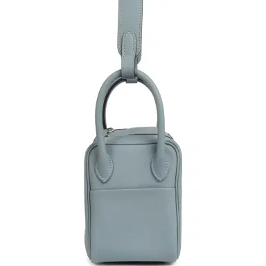HERMÈS Hermes Mini Lindy II Bleu Lin Swift Palladium Hardware | Thumbnail 3 HERMÈS Hermes Mini Lindy II Bleu Lin Swift Palladium Hardware | Thumbnail 3